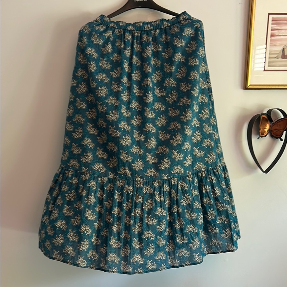 Anna Sui Floral Teal Skirt